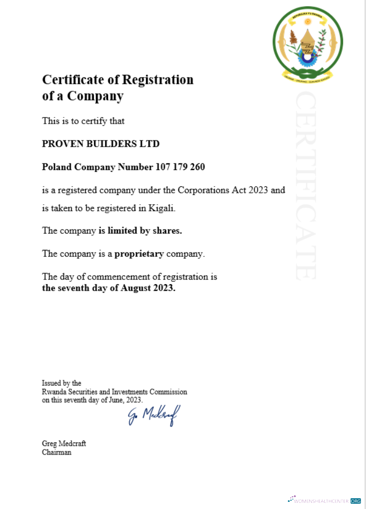 Download Rwanda business registration certificate Word and PDF template Photoshop template